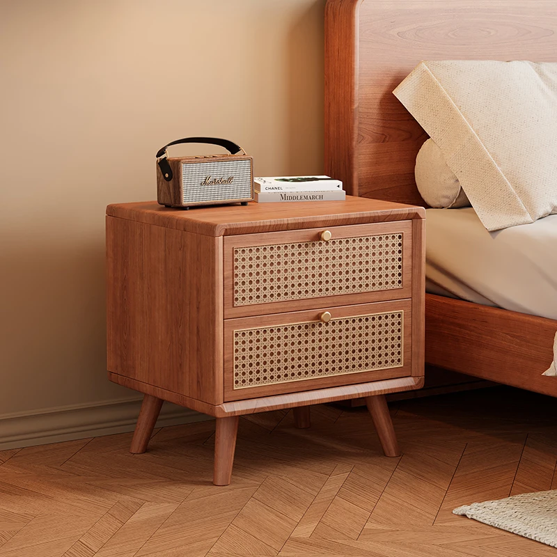 โต๊ะข้างเตียงไม้เนื้อแข็งพร้อม - Solid Wood Nightstand 2 Drawers บทวิจารณ์และราคา